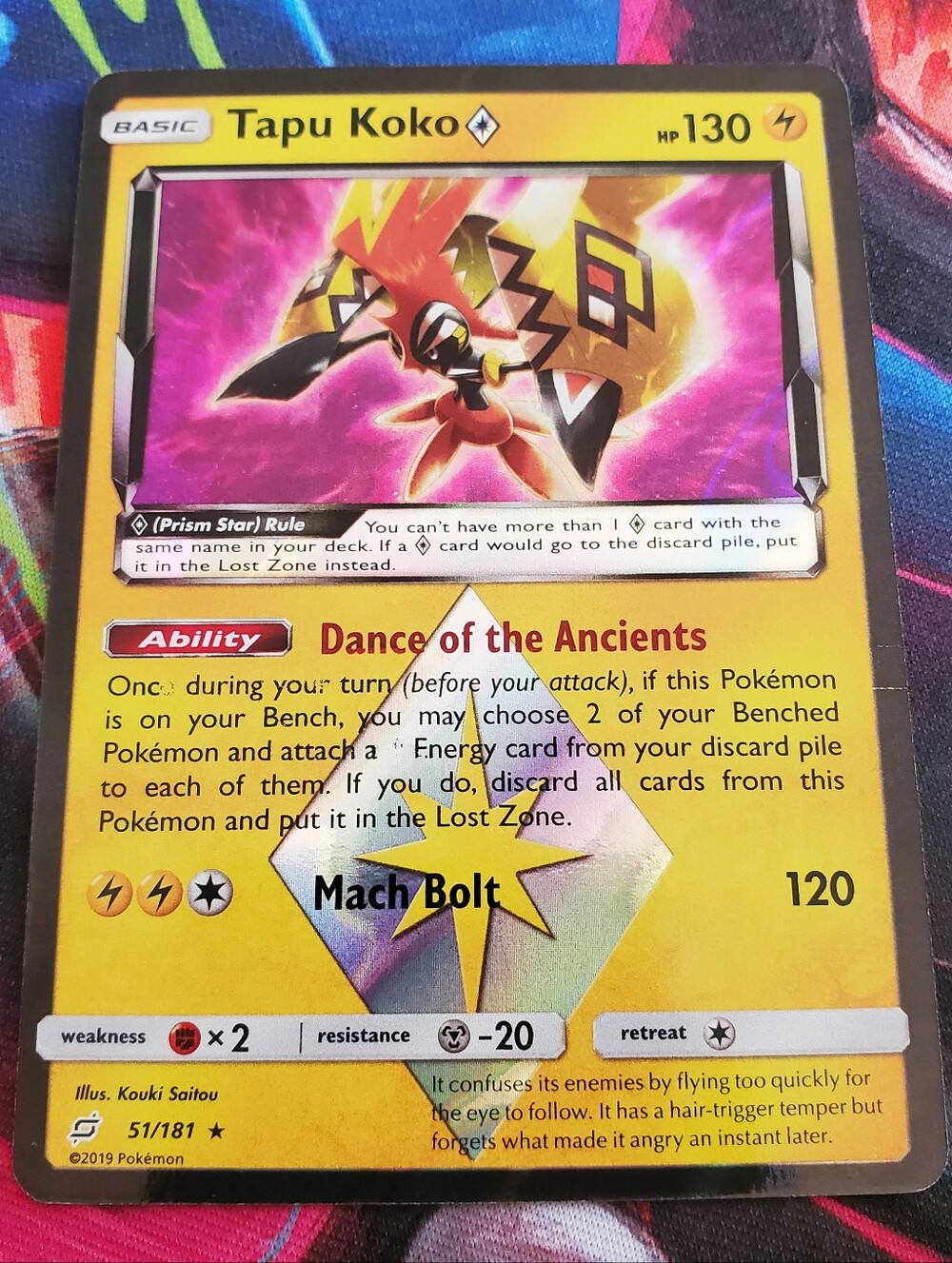 Pokemon Tapu Koko Yellow Lightning Trading Card